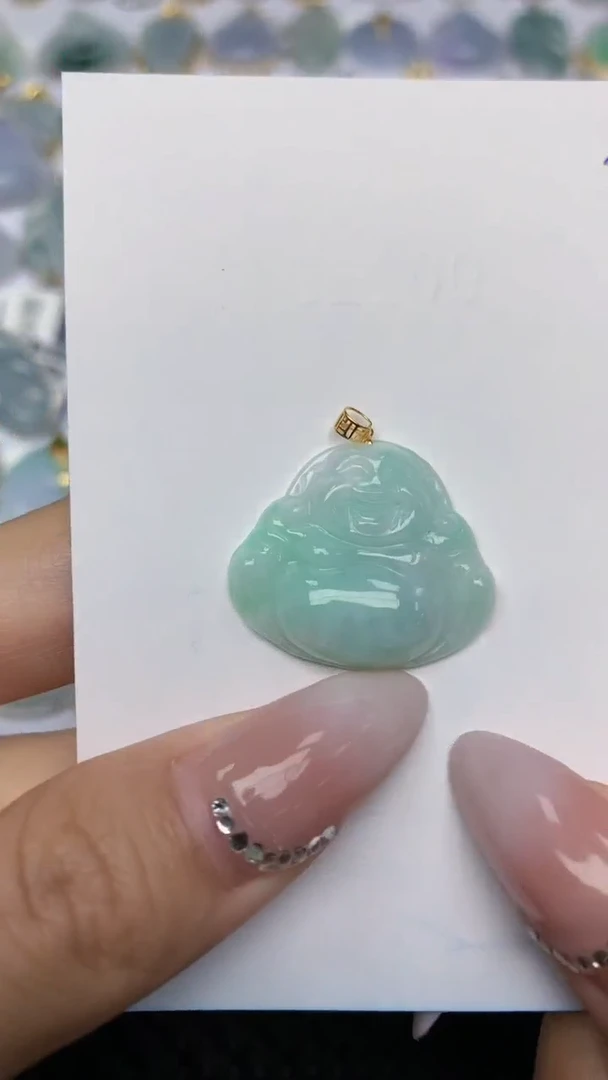 【闪购商品】翡翠颈饰18K金镶嵌天然翡翠A货 22