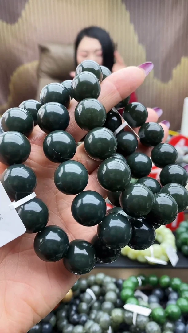 未镶嵌手串和田玉16塔青拍一发一