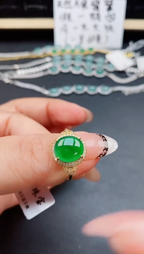翡翠戒指银S925镶嵌3131