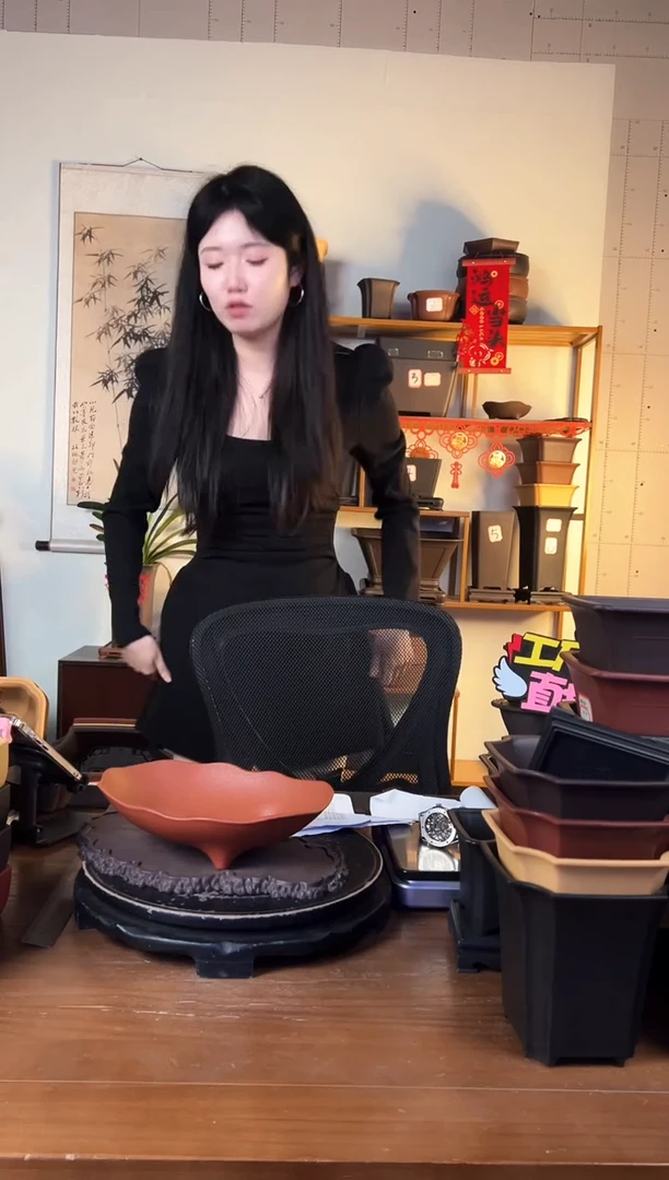 【闪购商品】树脂2套（盆＋水底）25口径异形盆紫檀色