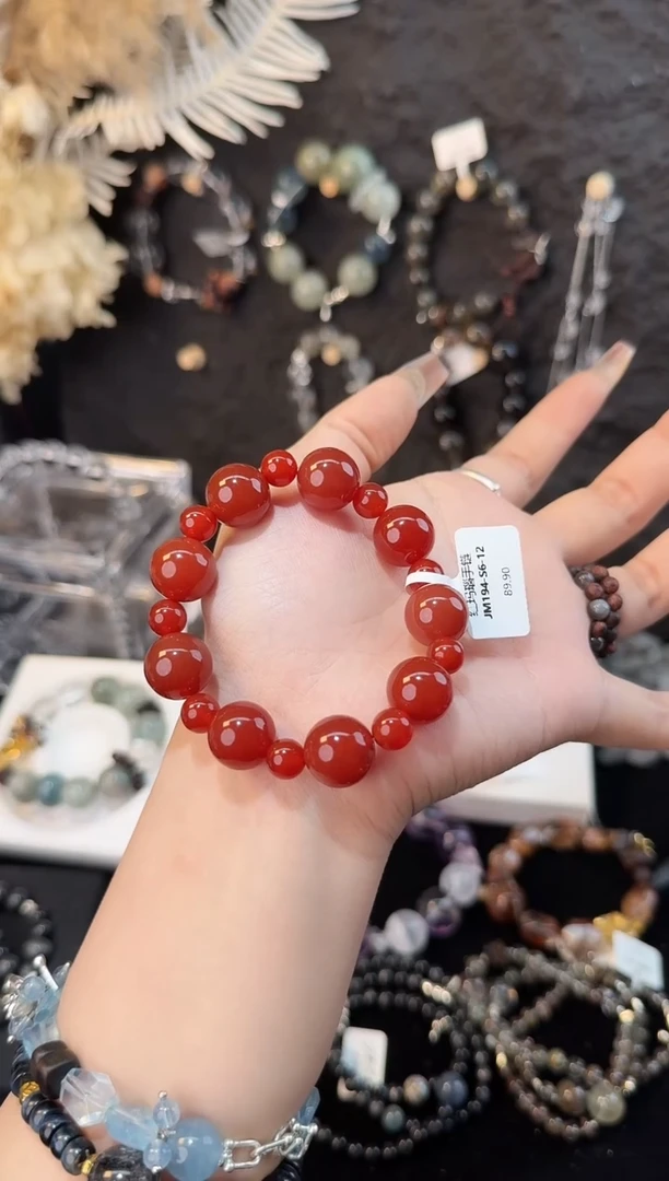 未镶嵌手串玛瑙/玉髓红玛瑙手串JM194-S6-12