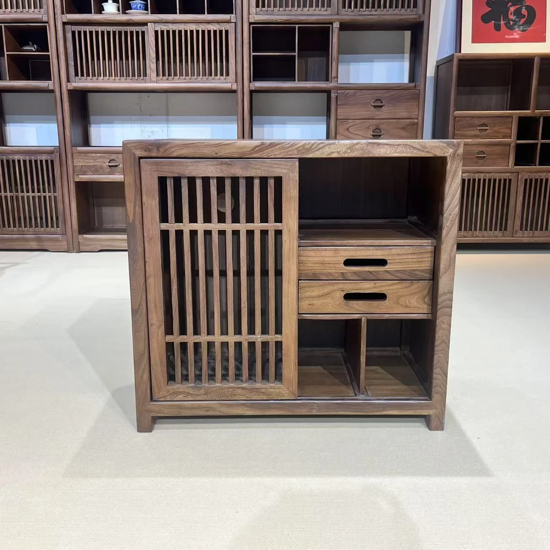 老榆木茶水柜置物柜餐边柜新中式一体收纳柜