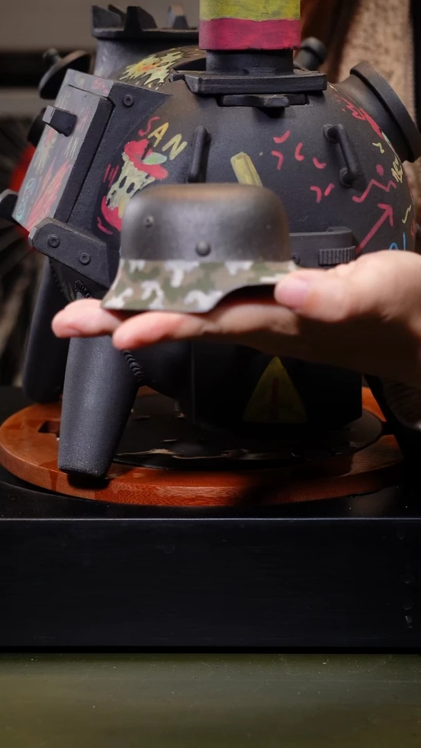 大****生三川堂紫砂十级粉丝福利迷彩盔盔杯