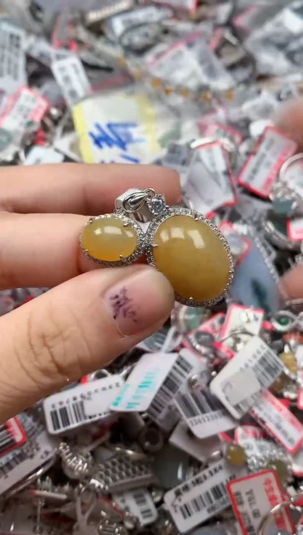 银S925镶嵌戒指翡翠天然A货缅甸翡翠