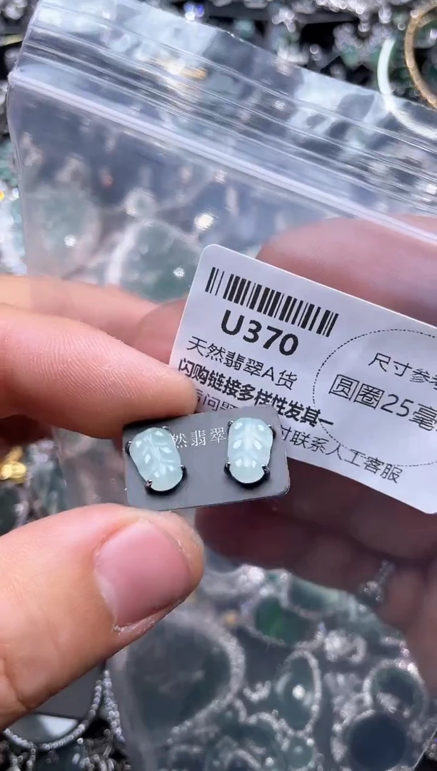 【闪购商品】翡翠颈饰未镶嵌U370耳钉
