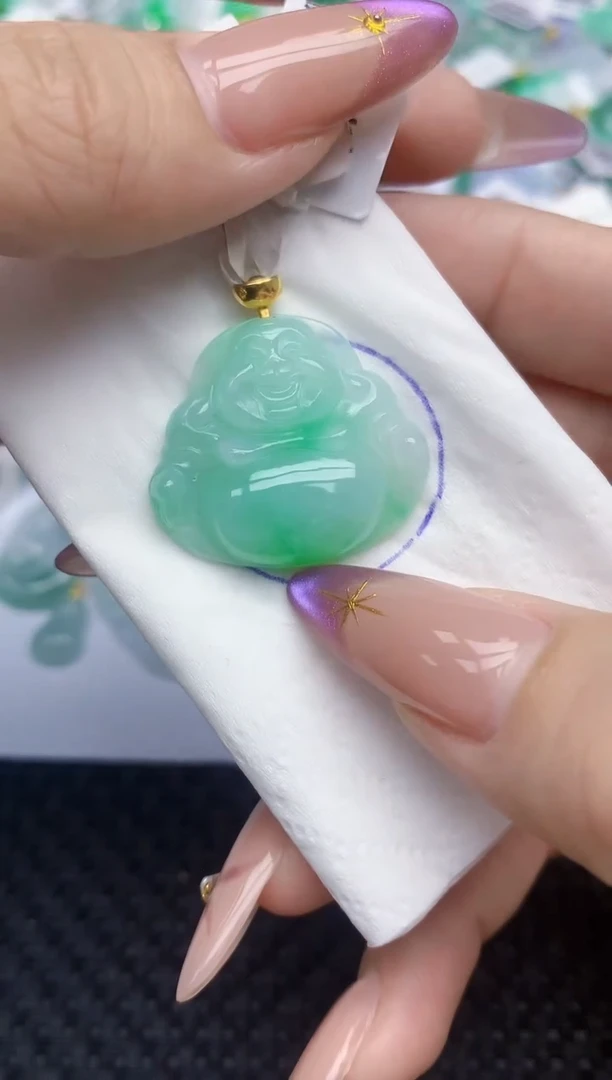 翡翠18K金镶嵌颈饰231   天然翡翠A货  百元以上9米证书费自理