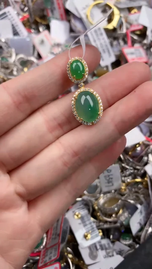 银S925镶嵌戒指翡翠12             5