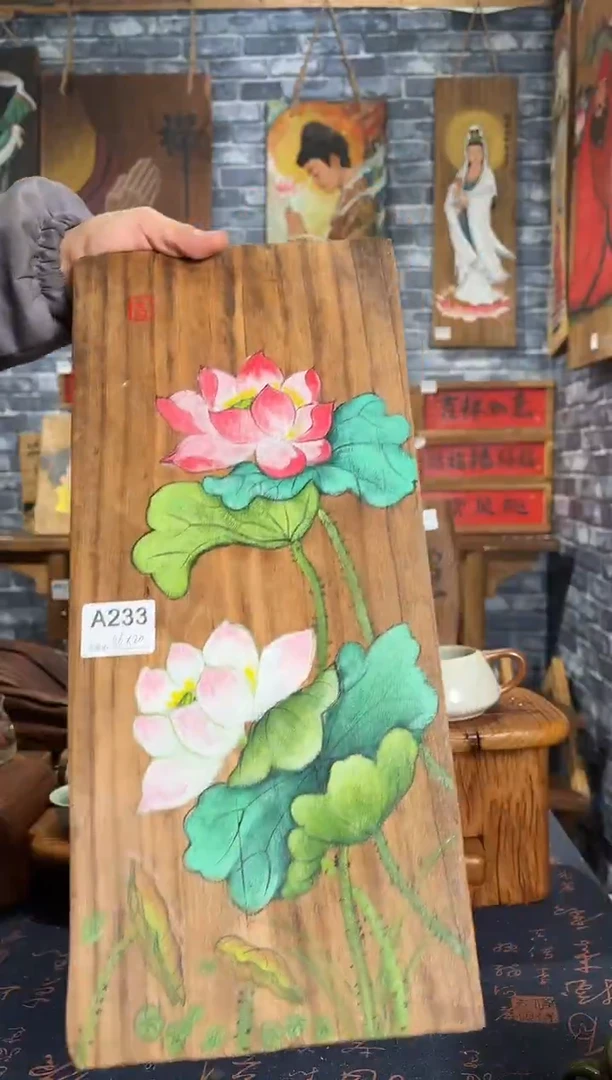 风化老门板丙烯画