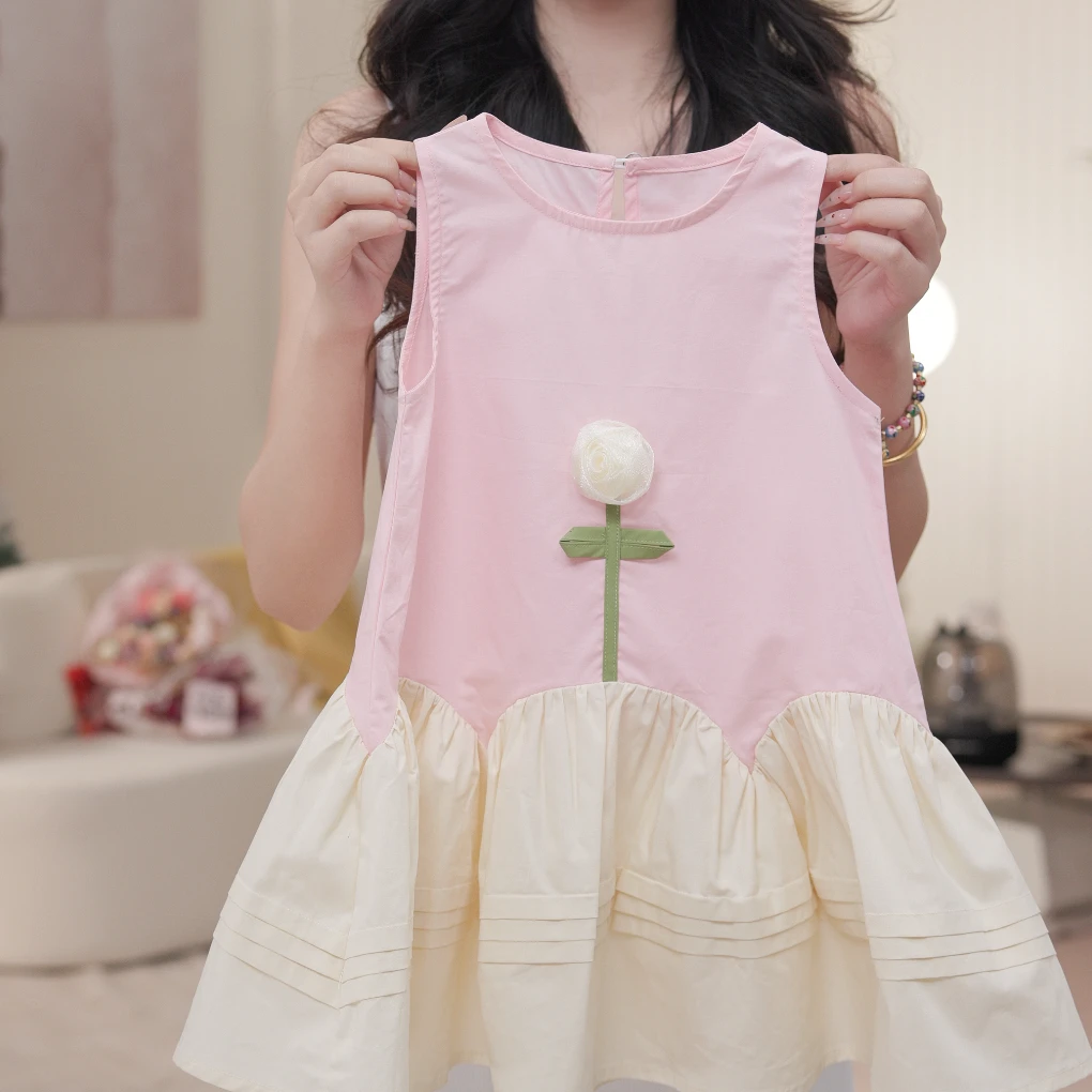 【现货】女童连衣裙荷叶边休闲A字裙女孩夏季裙子花朵裙子S17250