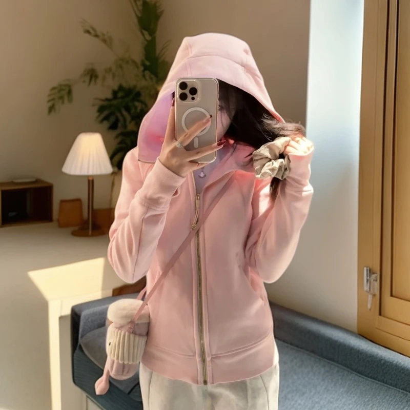 秋冬显瘦瑜伽服Scub拉链连帽衫修身卫衣休闲瑜伽上衣外套修身多色