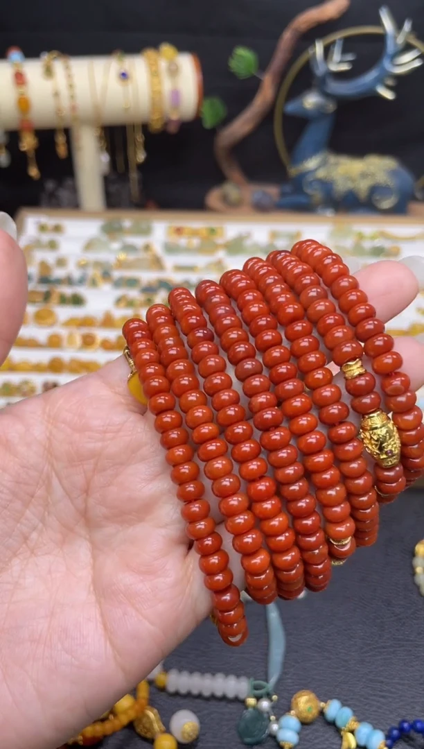 【闪购商品】南红玛瑙手串银S925镶嵌南红算盘珠单圈 多样性发货