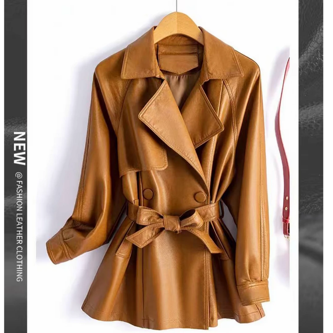 2505宽松型秋季西装领短款常规款皮衣休闲上衣欧若动感风春秋时尚