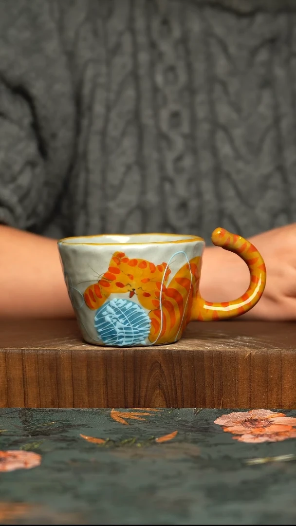 杯釉下彩手工手绘同款陶器