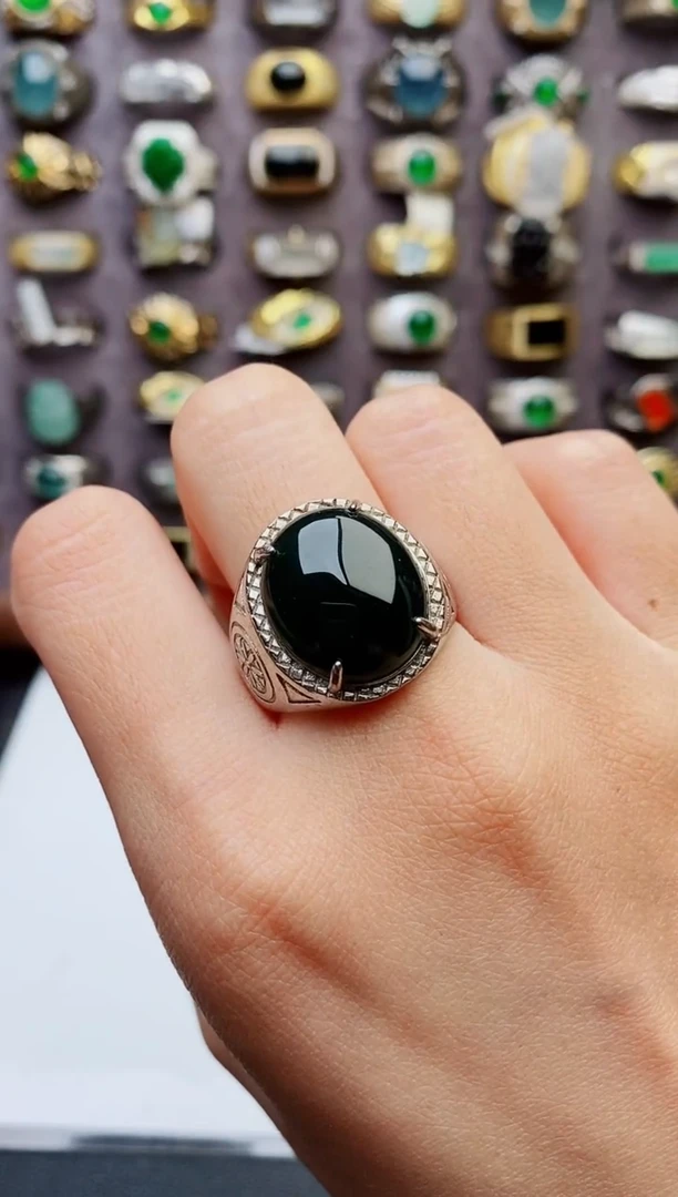 未镶嵌戒指翡翠陌*尘天然翡翠男戒