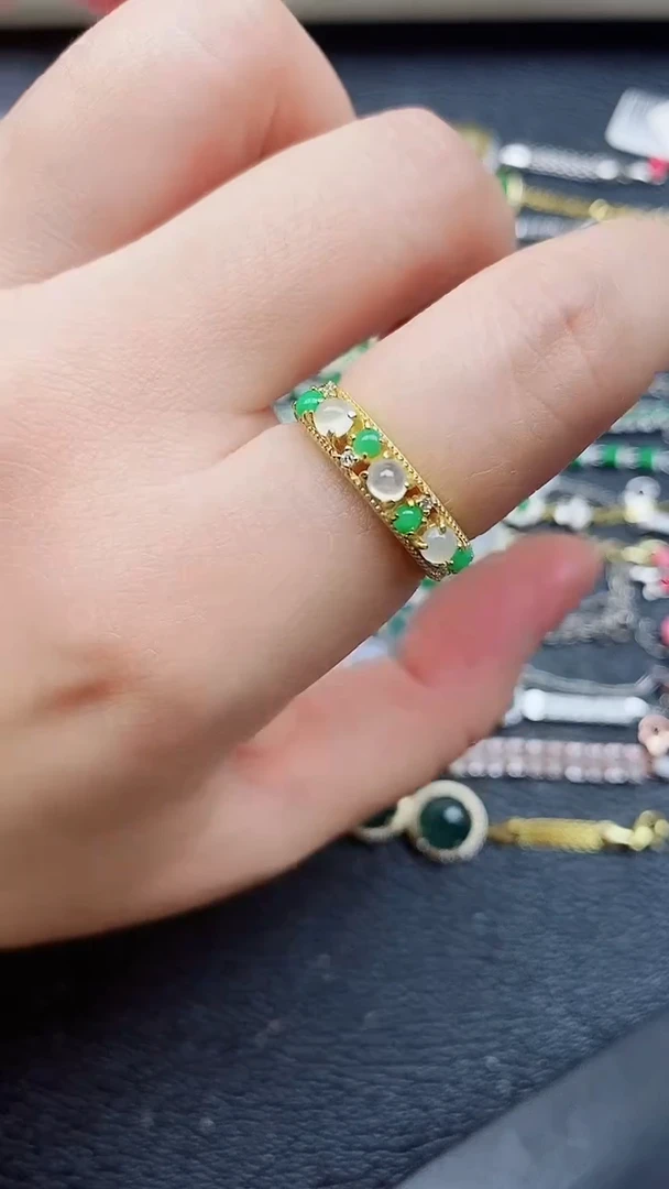 银S925镶嵌戒指翡翠1