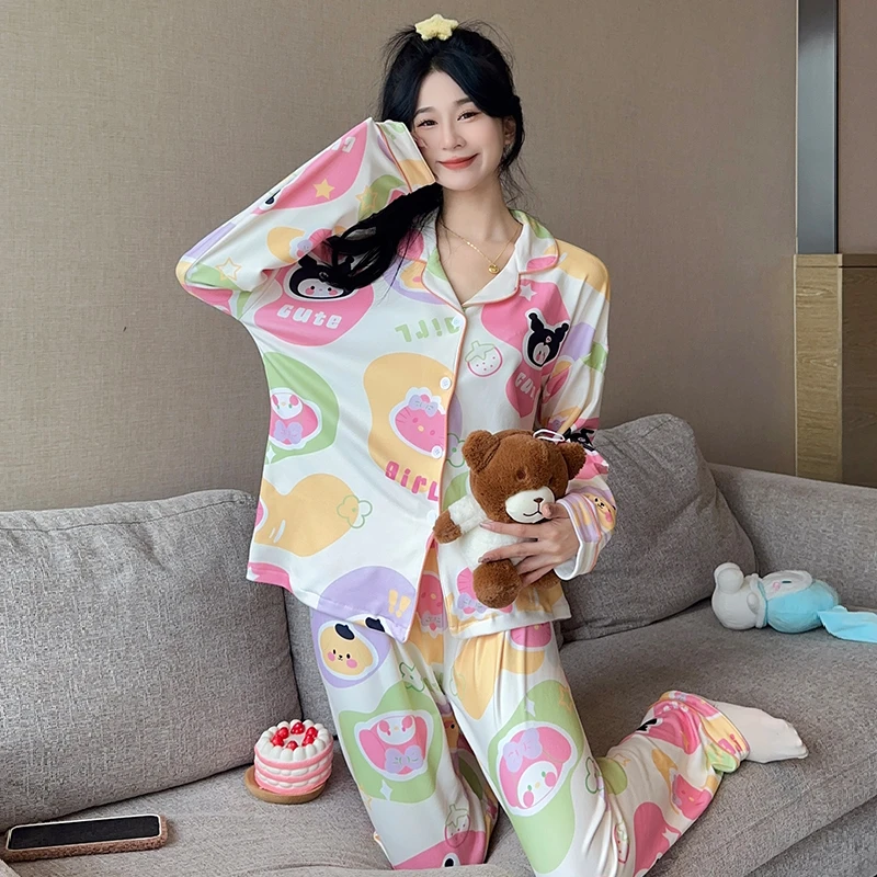 B400-B499（现）睡衣女春秋冬款宽松时尚休闲家居服两件套装