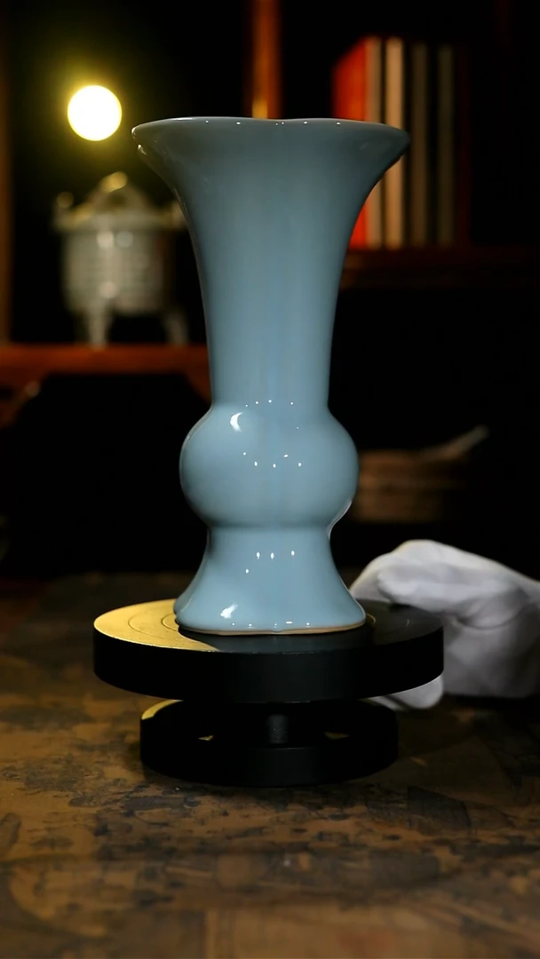 【闪购商品】瓶原矿天青釉大号花觚瓶