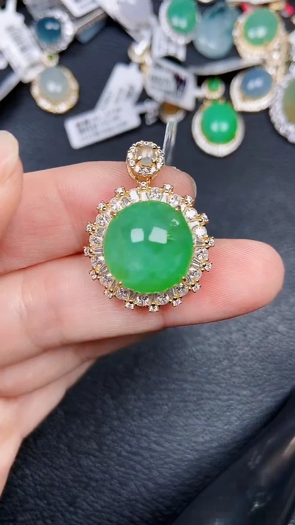 颈饰银S925镶嵌翡翠0803