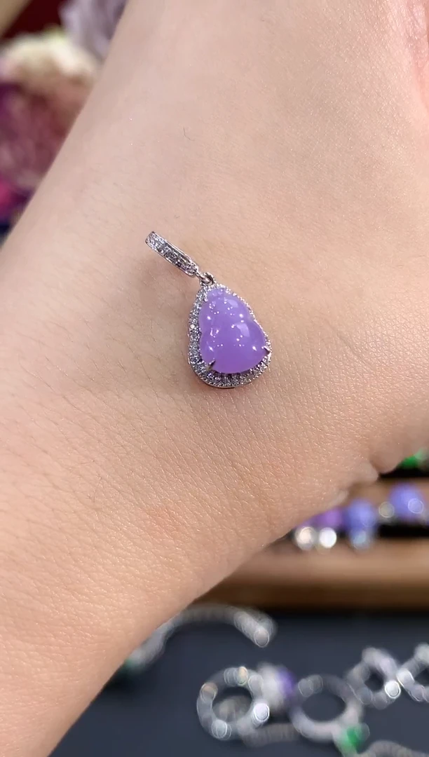 吊坠(不含链)18K金镶嵌翡翠C9 紫货有色差 多样性一件发货