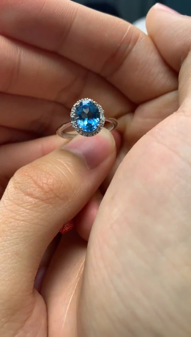 银S925镶嵌戒指托帕石J