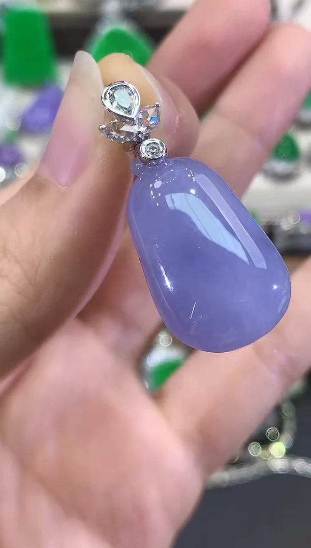 吊坠(不含链)18K金镶嵌翡翠C63 紫货有色差