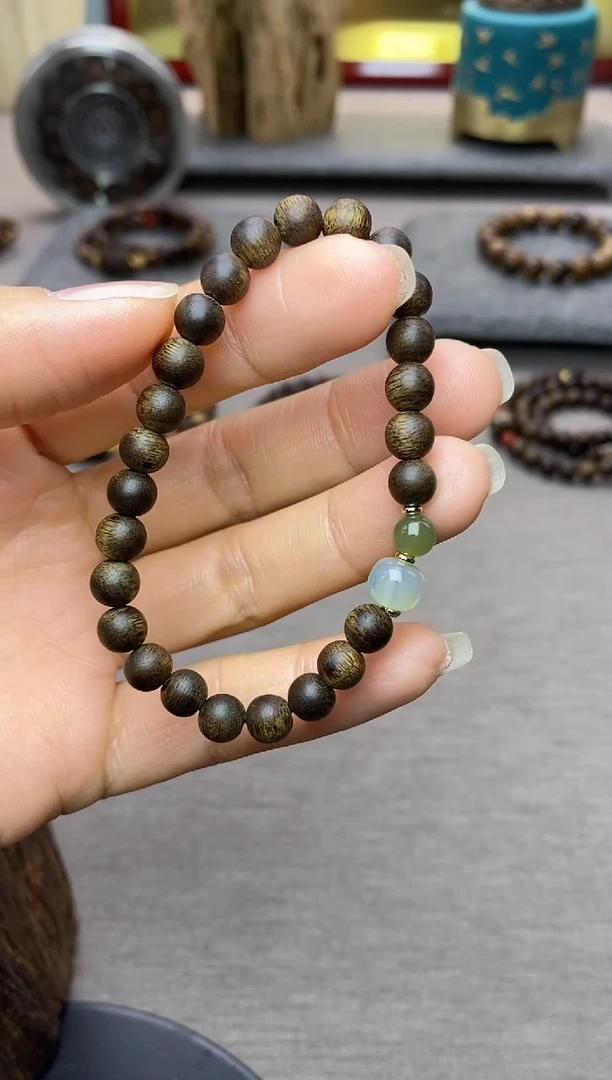 【闪购商品】沉香手串芽庄白棋老料沉水06单圈设计