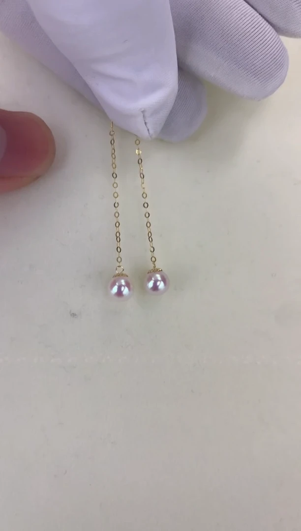 18K金镶嵌DA海水珍珠 GD144 5-6 耳线定制