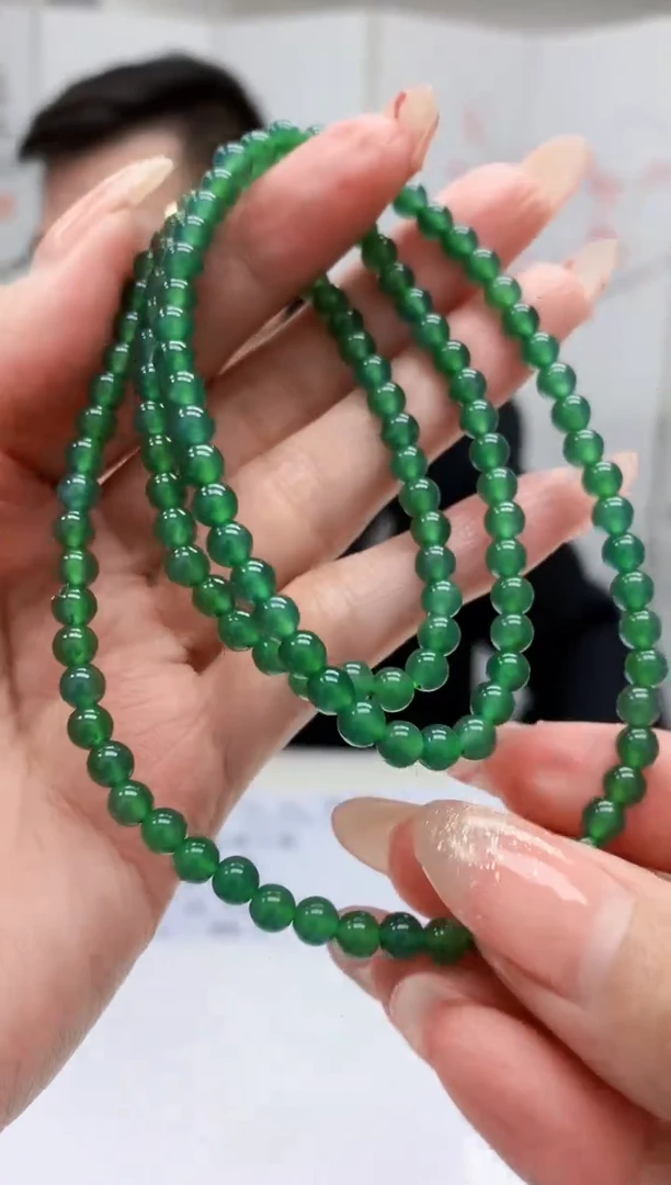 【闪购商品】定制翡翠未镶嵌5152MM-毛货珠链110