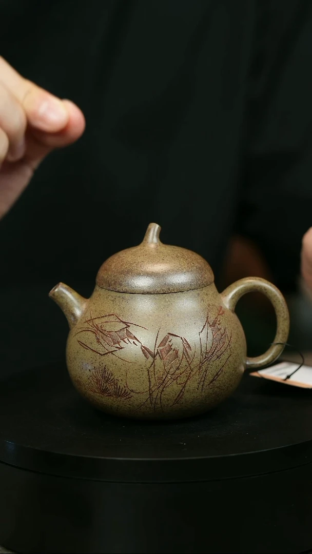 茶壶紫砂J****eH2235李琴段泥柴烧虾趣茄瓜