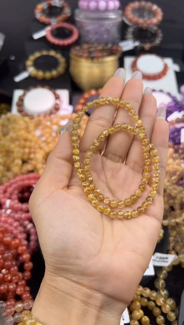 未镶嵌手串水晶金发晶双圈5.1mm