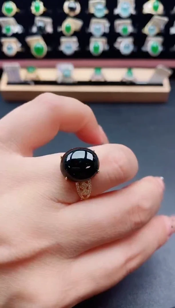 银S925镶嵌戒指翡翠1