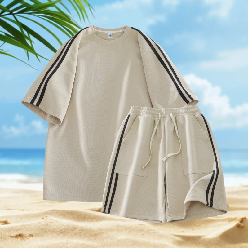 暴力熊男士套装夏季ins潮运动设计感短袖短裤两件套运动休闲套装