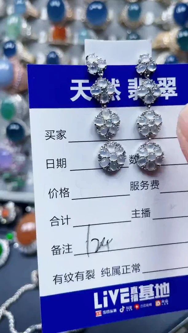 银S925镶嵌翡翠耳饰124