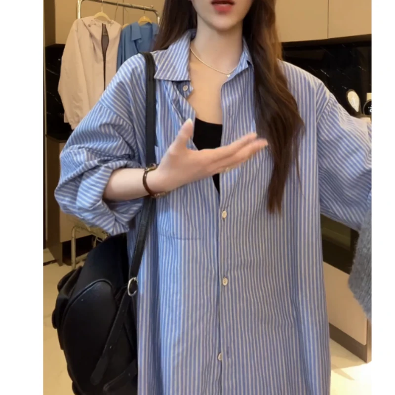 2025春季新款设计感条纹衬衫女宽松休闲上衣LK2501631