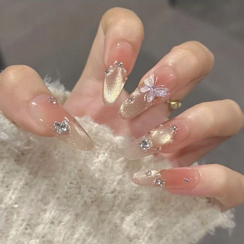 【星辰女神】金色猫眼纯手工显白高级穿戴甲