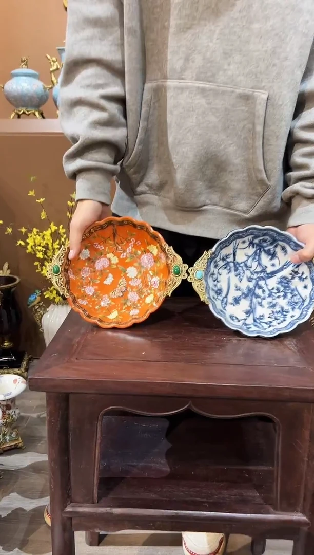 陶瓷陶瓷插花果盘青花瓷03