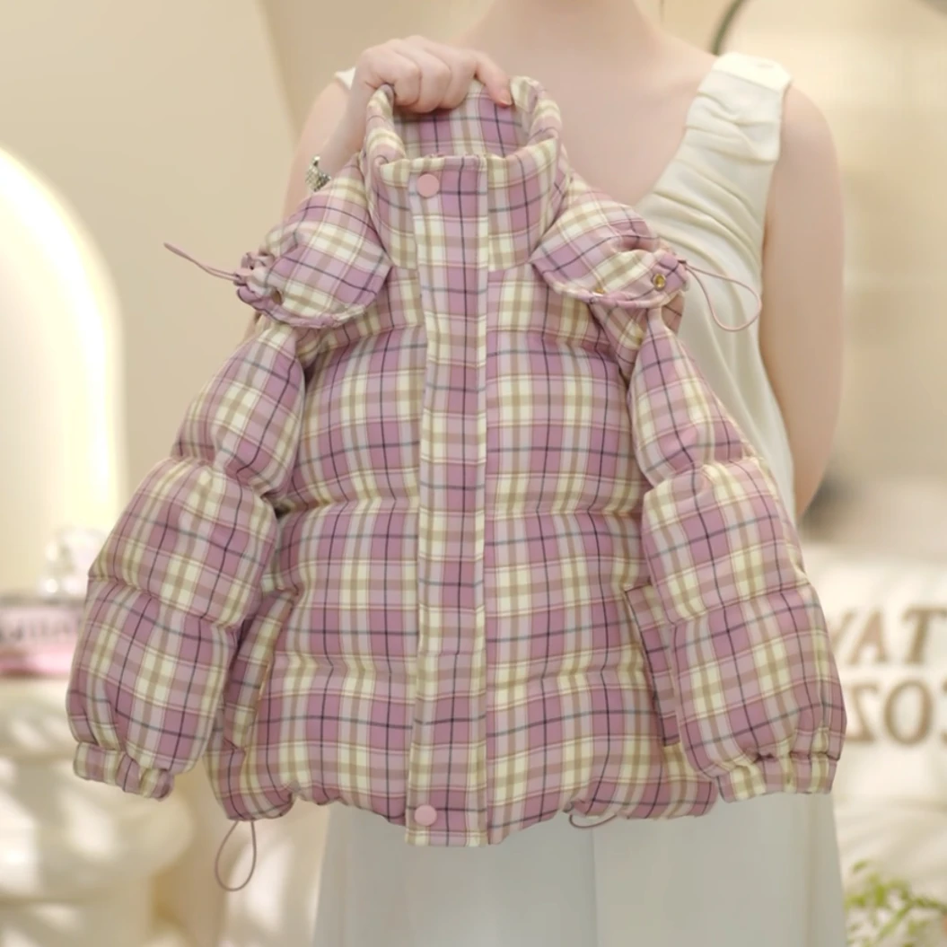 【现货】女童2024冬季新款洋气加厚拼接连帽手塞棉棉服