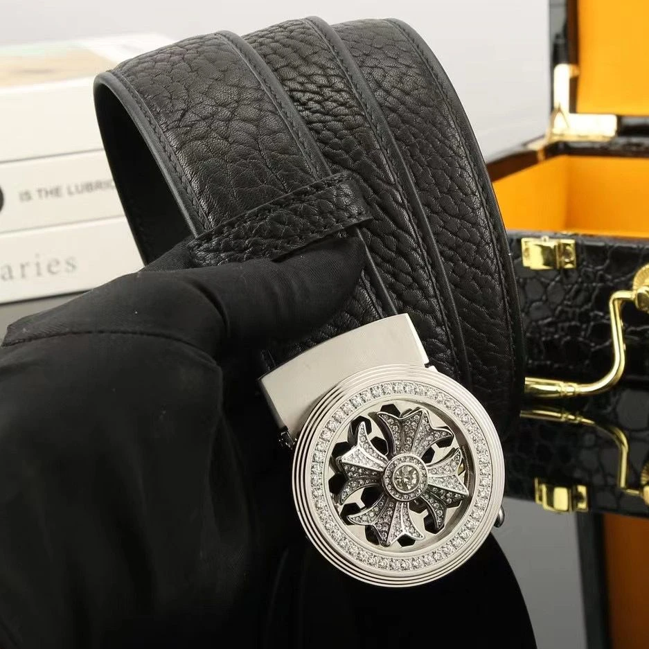 新款狂野牛皮皮带男士真皮腰带手工定制时尚百搭商务潮流自动扣