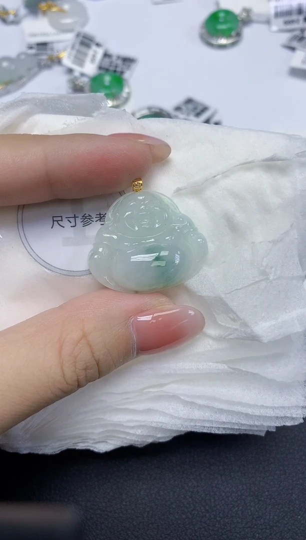 颈饰18K金镶嵌翡翠天然缅甸翡翠A货多样性发一件
