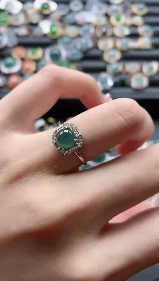 【闪购商品】翡翠戒指银S925镶嵌51511