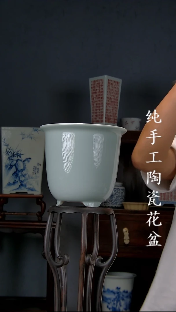 景德镇陶瓷 手工花盆