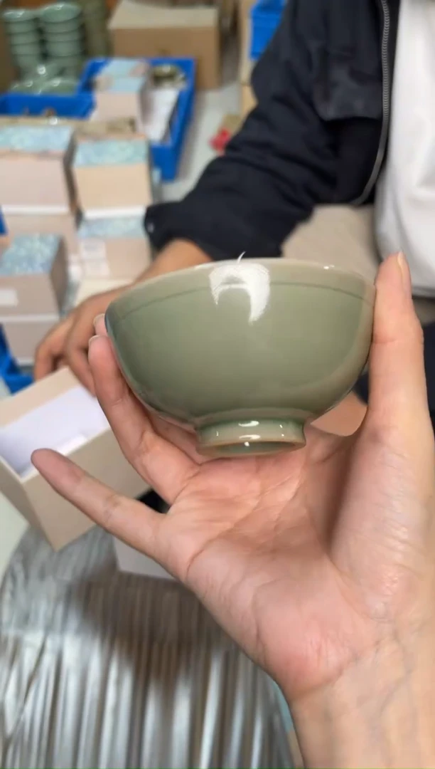 陶瓷纯手工秘色素面玉兰杯