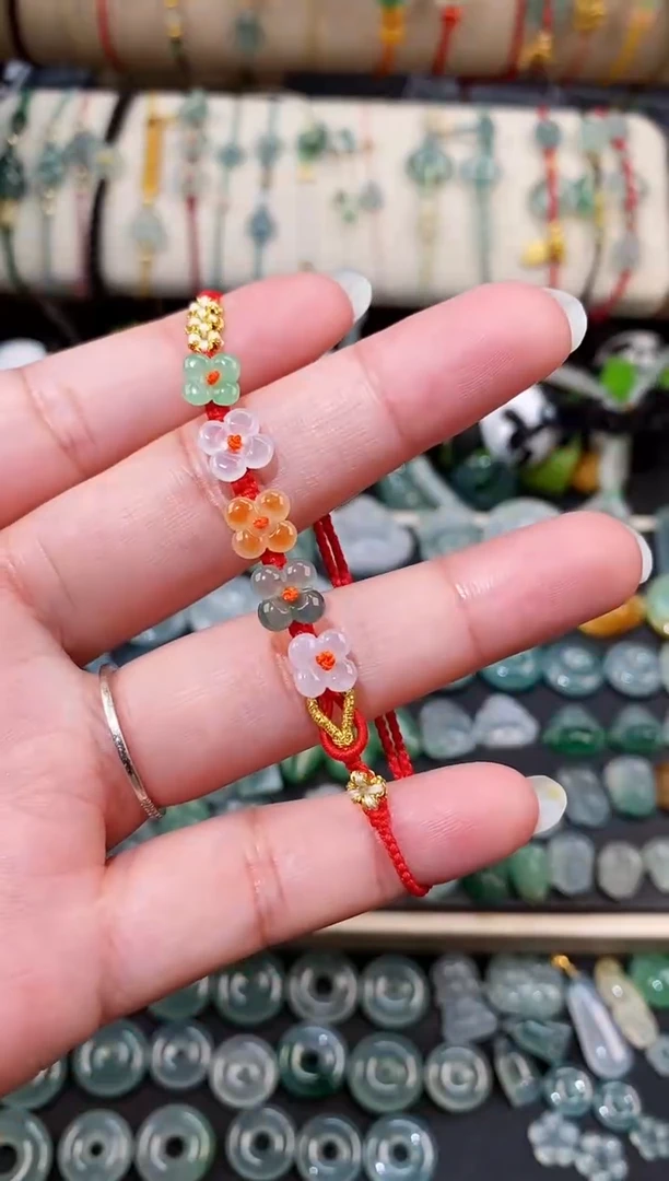 散珠翡翠桂花手绳  手围15
