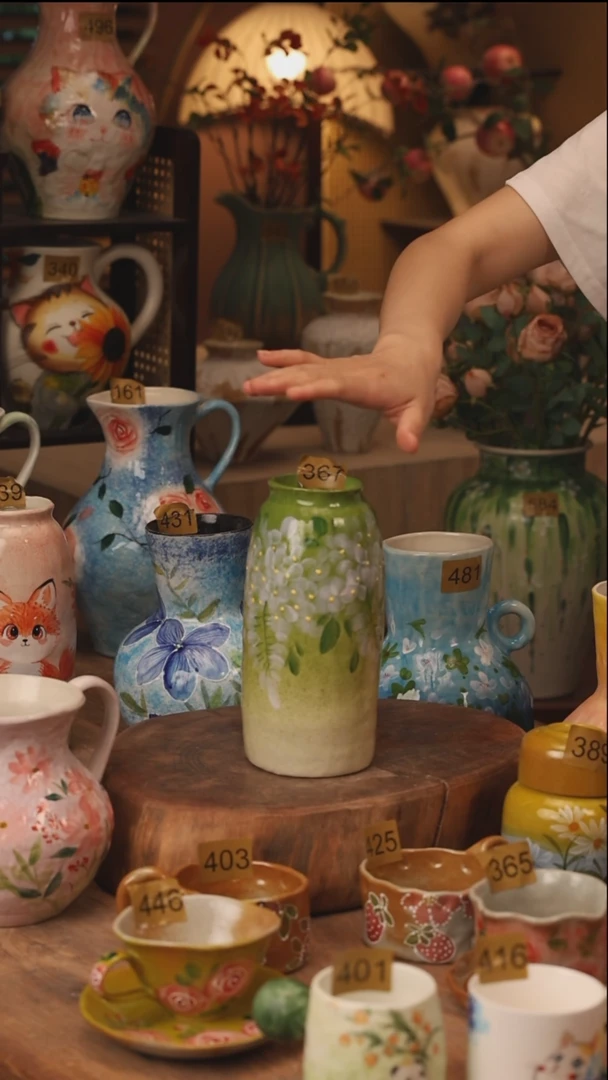 陶瓷景德镇设计师手作花器摆件侘寂风367