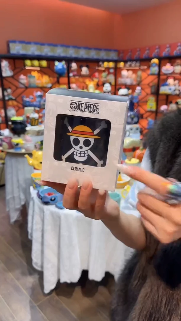 瓷片@@海贼王黑色陶瓷手握杯