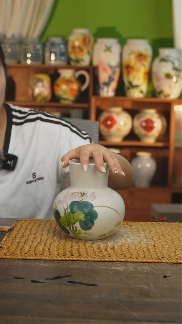 瓷片景德镇纯手工手绘花器摆件