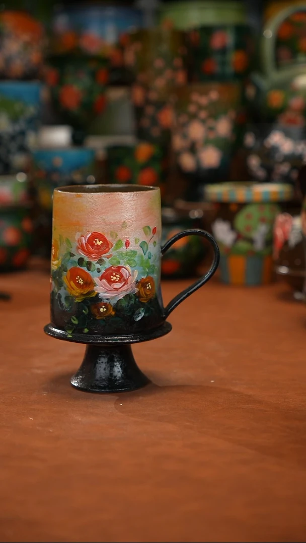 紫砂油画   釉下彩   杯子