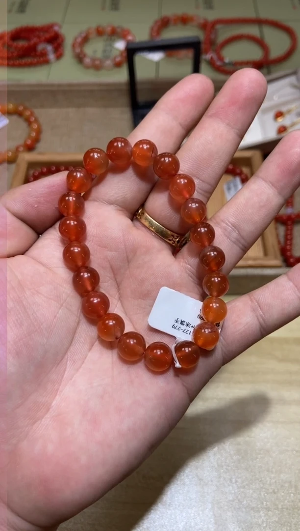 【闪购商品】南红玛瑙单圈未镶嵌杨柳冰飘手串9mm