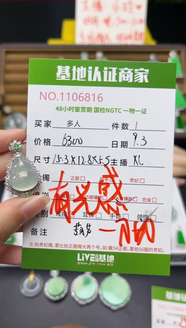 吊坠(不含链)18K金镶嵌翡翠多人