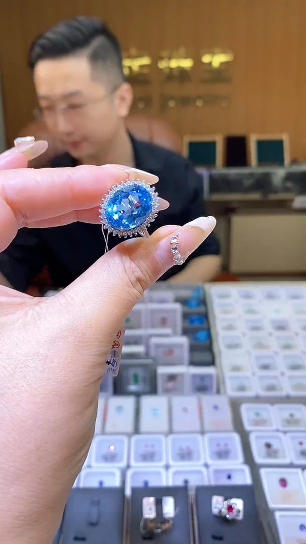 银S925镶嵌戒指托帕石天然托帕石